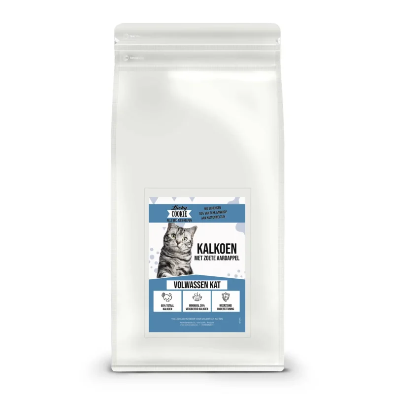 Graanvrij droogvoer voor volwassen kat Kalkoen met zoete aardappel zak 2kg