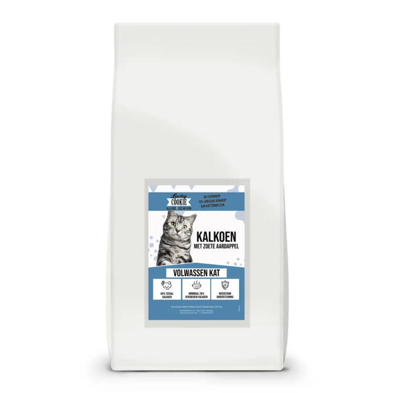 Graanvrij droogvoer voor volwassen kat Kalkoen met zoete aardappel zak 7,5kg