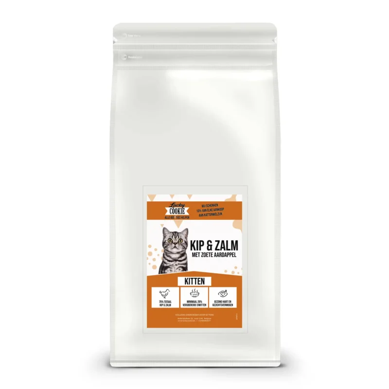 Graanvrij droogvoer kitten kip zalm zoete aardappel zak 2kg