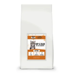 Graanvrij droogvoer voor kitten Kip Zalm met zoete aardappel zak 7,5kg