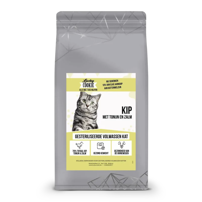 Kattenvoer kip tonijn zalm gesteriliseerde volwassen kat zak 5kg