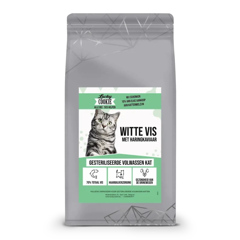 Kattenvoer witte vis haringkaviaar gesteriliseerde kat zak 5kg