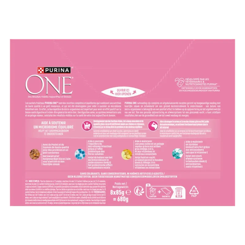 Purina One nat kittenvoer zalm, kip en wortel paté