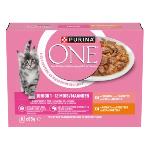 Purina One nat kittenvoer zalm, kip en wortel paté