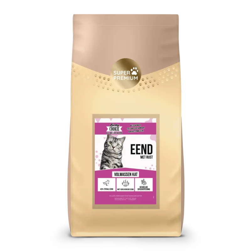 Kattenvoer eend rijst volwassen kat zak 6kg