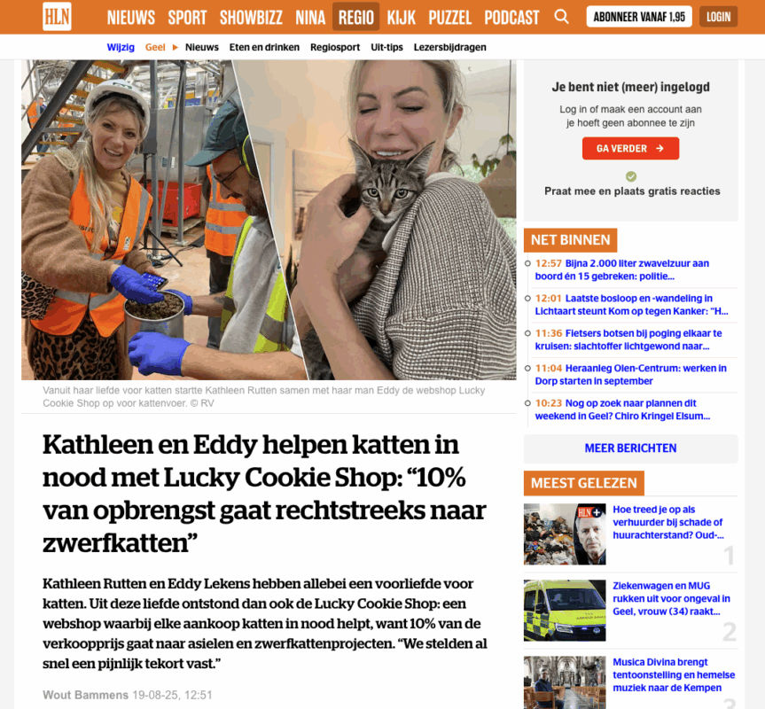 In de media: Lucky Cookie Shop in het Nieuwsblad, GVA en Het Laatste Nieuws