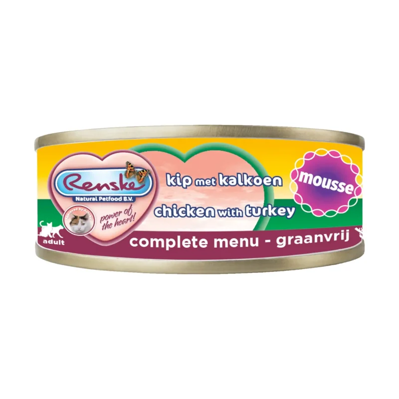 Renske Natvoer voor katten Kip met Kalkoen blikje 70g Mousse