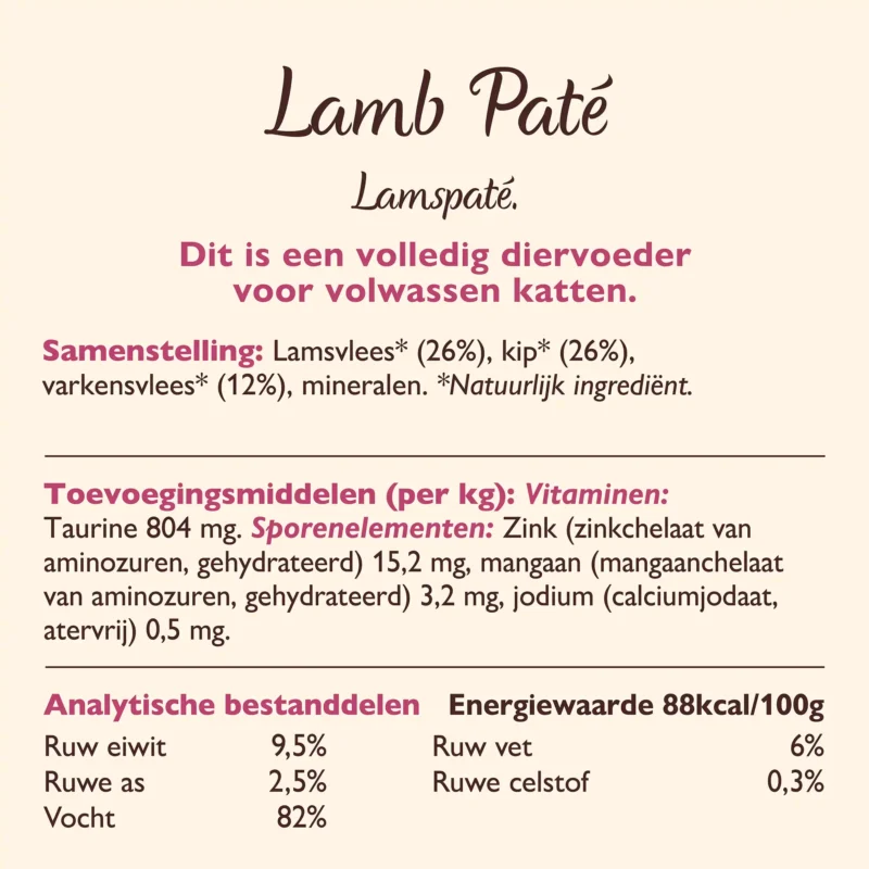 Lily's Kitchen Smooth Paté Selection lamsvlees ingrediënten