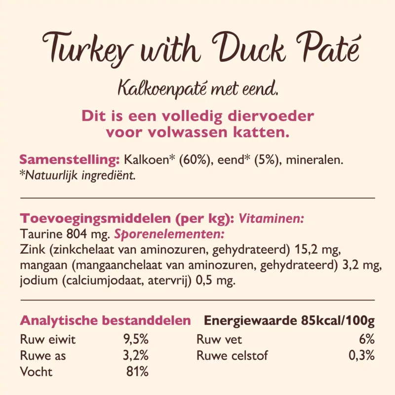 Lily's Kitchen Smooth Paté Selection kalkoen en eend ingrediënten